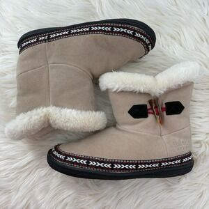 Staeekum Brand Beige (Natural) Suede Faux Fur Ankle Boots Womans‎ 10M
